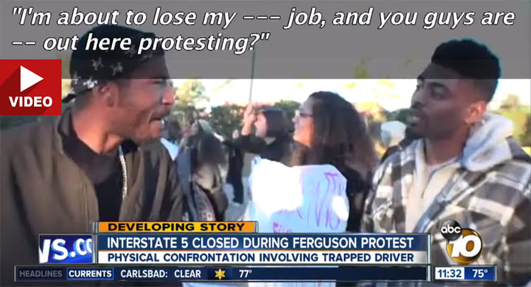 Angry Driver Lashes Out at Ferguson Protesters Blocking Highway