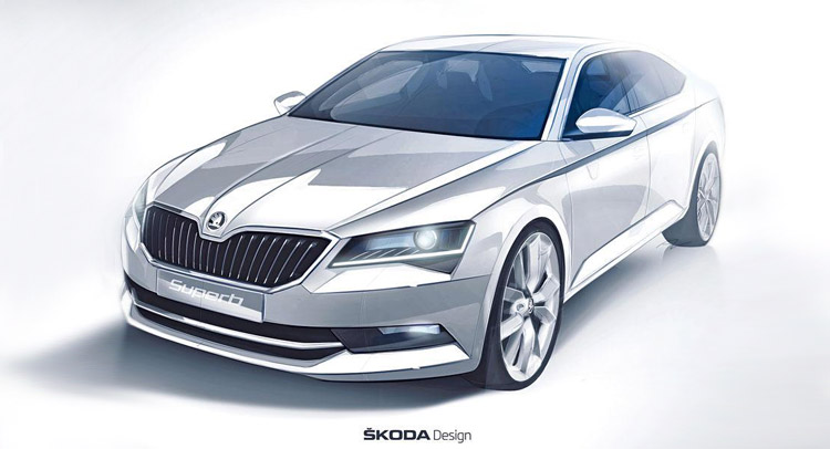  Skoda Superb Suggestively Teased via Sketch