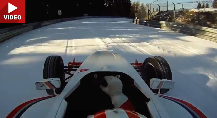  ‘Ring Instructor Drives Formula Car Round a Snow and Ice-Covered Nordschleife