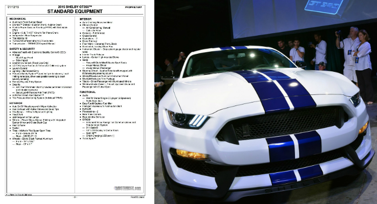  Shelby Mustang GT350 Ordering Guide Leaked