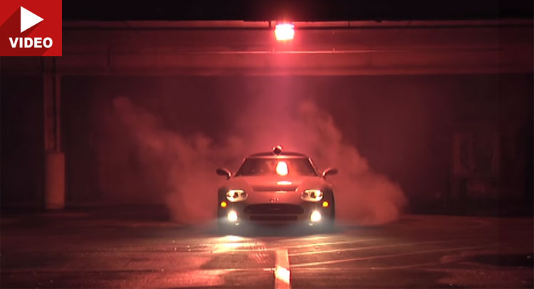  Spyker C8 Does Smoky Donuts in Underground Parking Lot