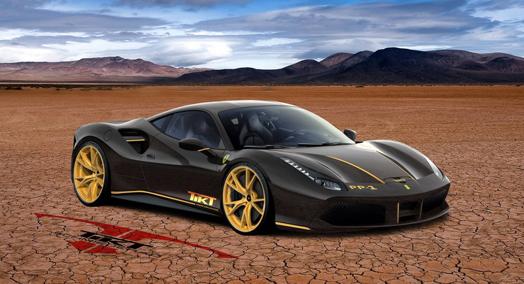  Ferrari 488 GTB Rendered With Custom Gold Wheels