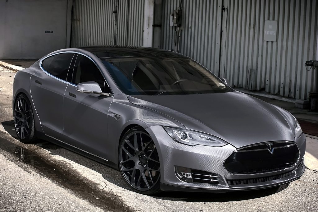 Tesla Model S P85D Caught Rocking Gloss Gunmetal Wheels | Carscoops