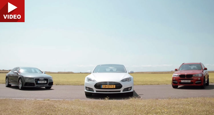  Unusual Suspects: Tesla Model S P85D v Audi RS7 v Alpina XD3 On Track