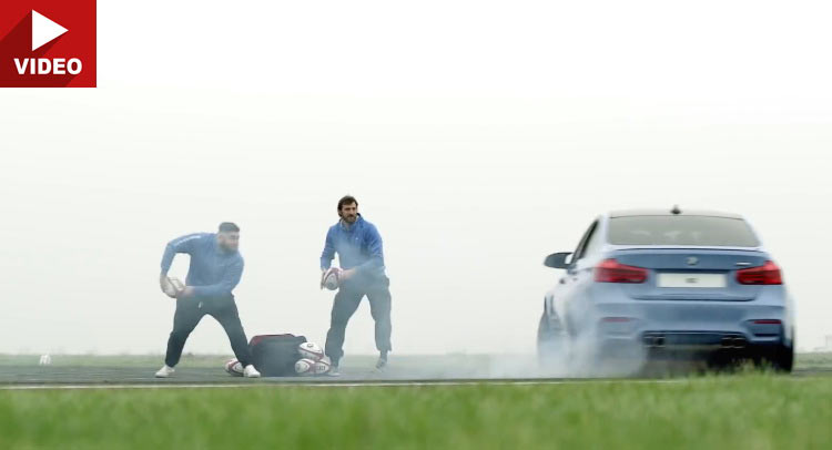  Rugby Stars Throw Passes Into Drifting BMW M3