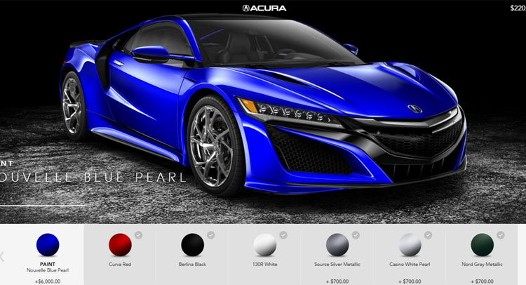  Acura NSX Configurator Goes Online And Reveals Some Costly Options