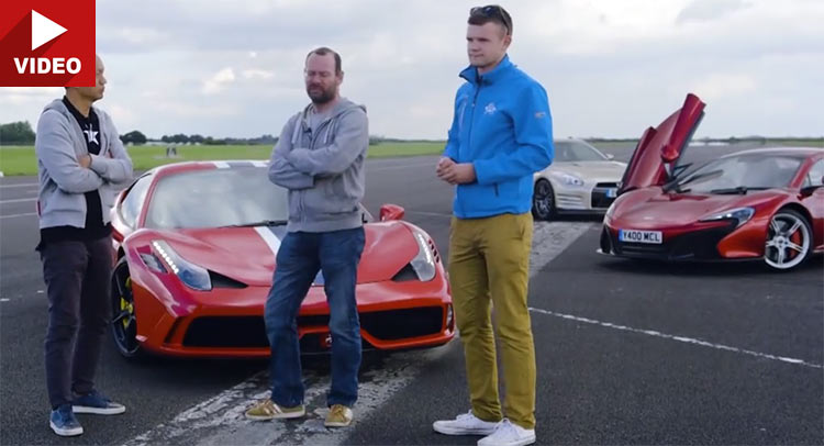  Ferrari 458 Speciale Vs McLaren 650S Vs Nissan GT-R Sounds Like A Proper Drag Race