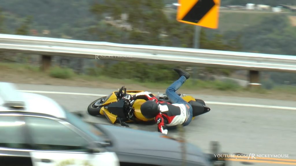  Motorcyclist Crashes In Front Of Police Car On Mulholland Drive