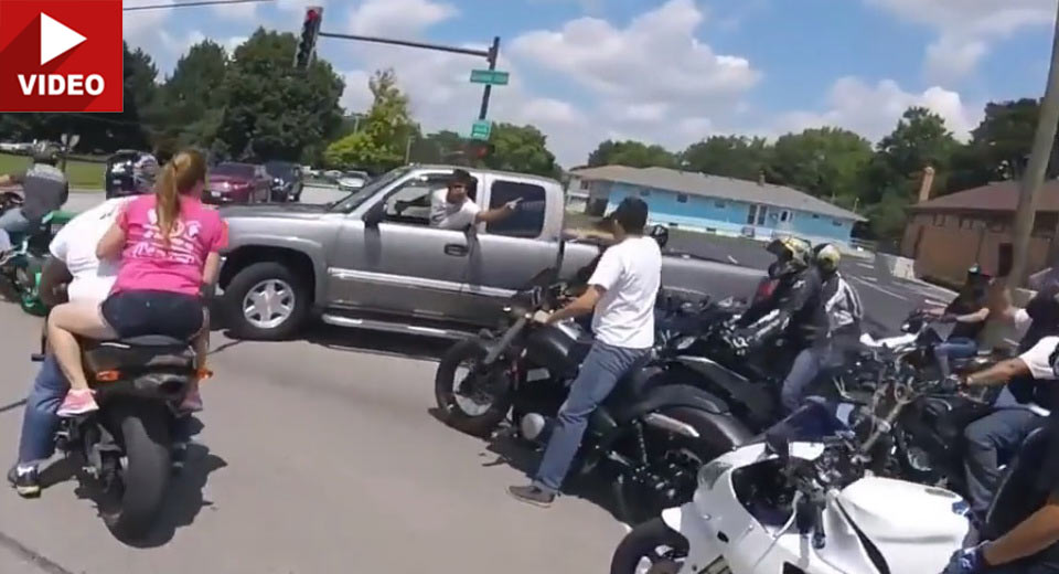  Pissed-Off Truck Driver Charges Into Biker Group, Luckily No One Was Injured