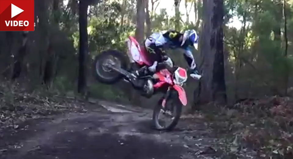  Rider Performs Spectacular Save On His Dirt Bike After Hitting Gumtree