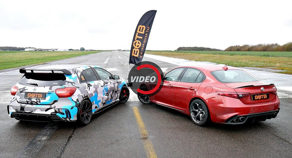  450HP Mercedes-AMG A45 Punishes Alfa Giulia QV Off The Line