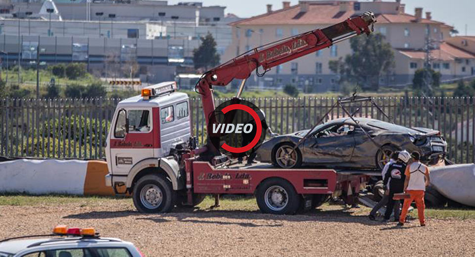 Ferrari 488 Wrecked In High Speed Crash At Estoril Circuit