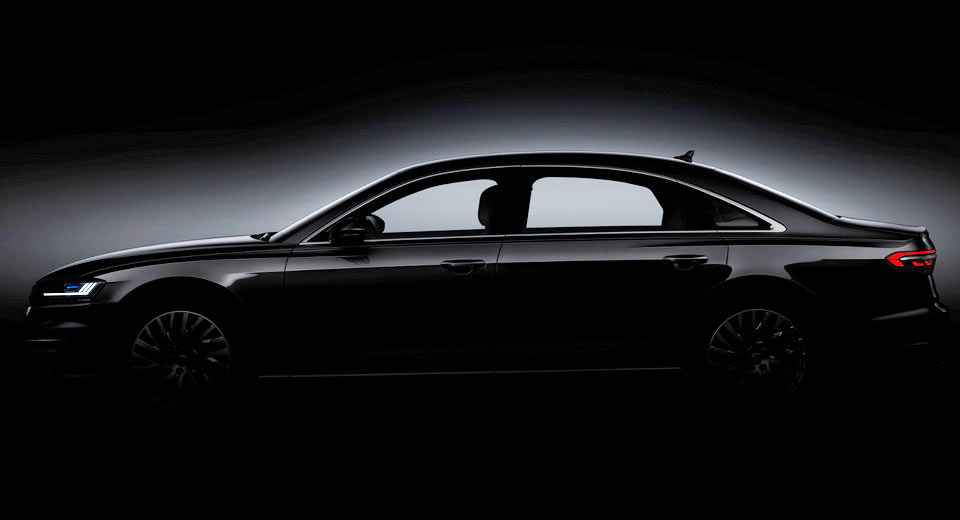  All-New Audi A8 Teaser Surfaces, Reveals Profile And Some Light Graphics