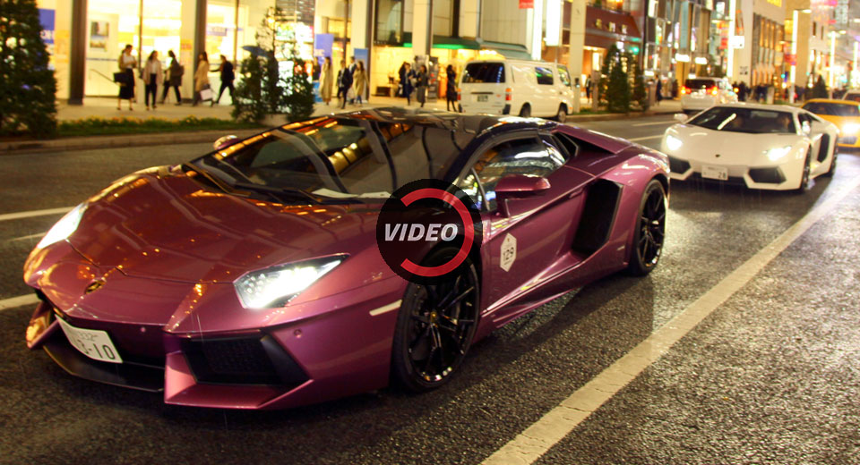  Watch 80 Lamborghinis Roll Through Downtown Tokyo