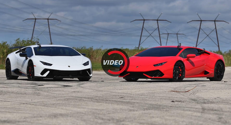  Lamborghini Huracan Performante Faces Its LP610-4 Sibling In Drag Race