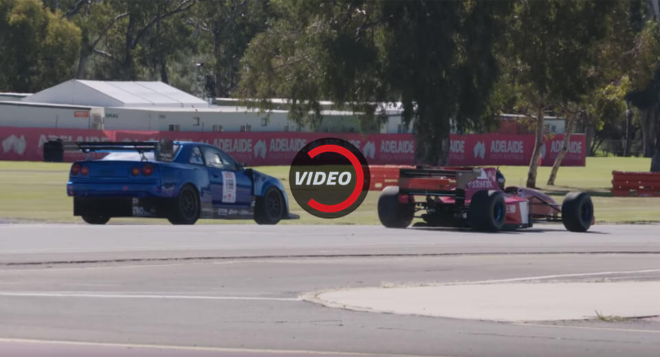  1000HP Nissan GT-R R34 Tries To Outsprint Arrows F1 Car