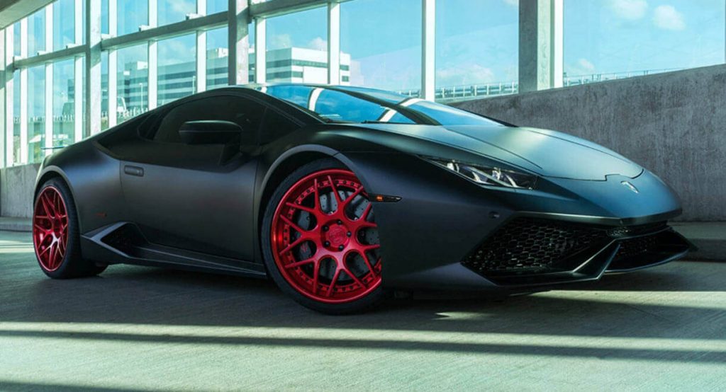 Matte Black Wrap And Red Rims Nice Combo For The Lamborghini Huracan | Carscoops
