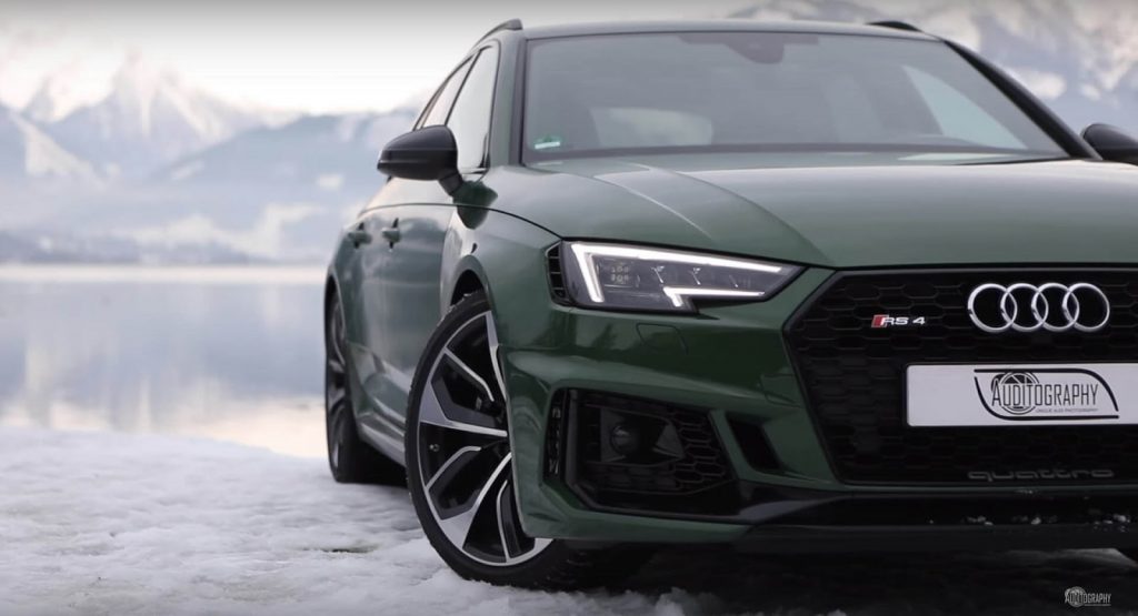  Sonoma Green Audi RS4 Avant Looks Like A Supermodel In The Austrian Alps