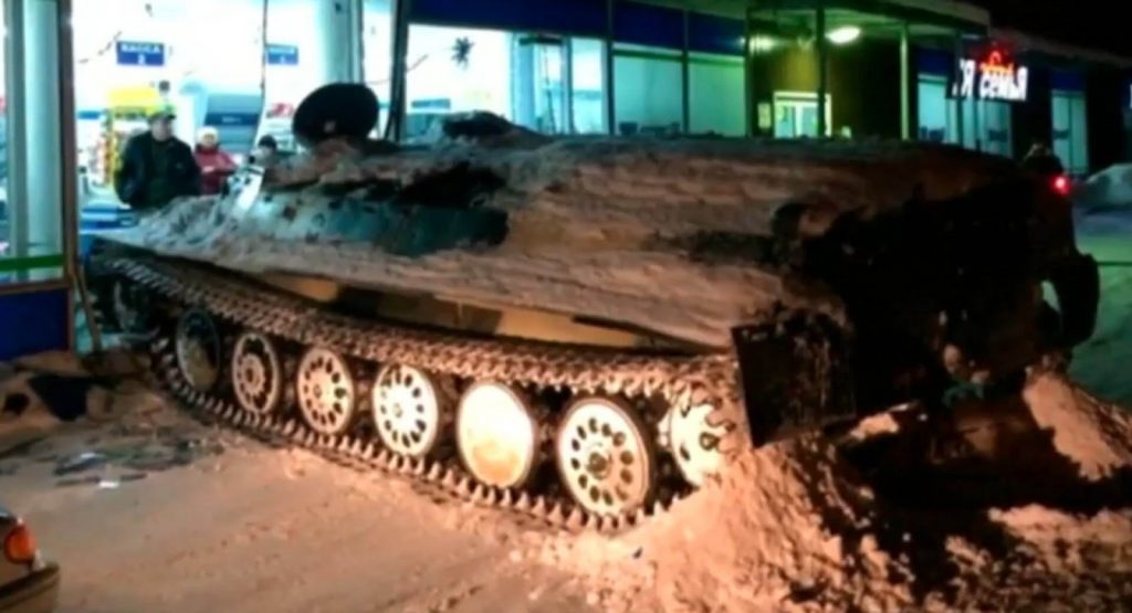  Just Another Night In Russia: Man Steals Armored Personnel Carrier And Crushes A Daewoo