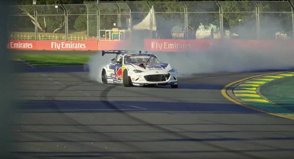 Mad Mike and Daniel Ricciardo Drift At Albert Park Watch 1,200HP Four-Rotor Miata Drifting In Melbourne’s Grand Prix Circuit