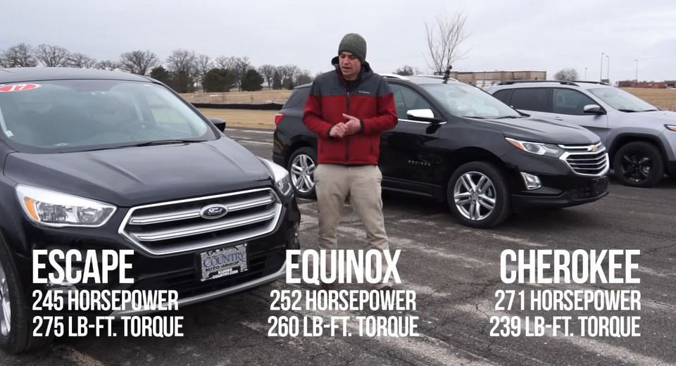  Jeep Cherokee, Chevy Equinox And Ford Escape Line Up For A Drag Race