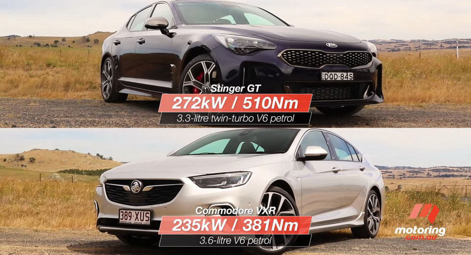 Kia Stinger Gt Vs New Holden Commodore Vxr Can They Win Local V8 Enthusiasts Carscoops