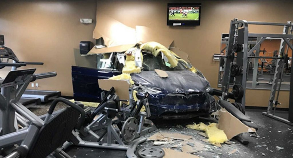 Tesla Model X Smashes Into Gym Driver Blames Unintended