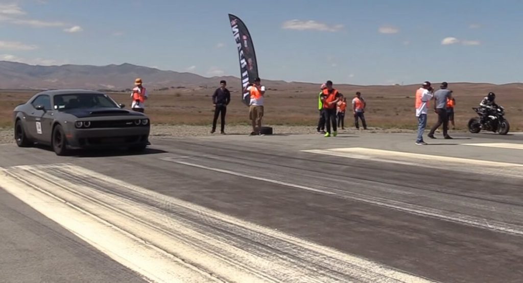  Dodge Demon Challenged By EBR 1190SX Motorbike In 1/2-Mile Run