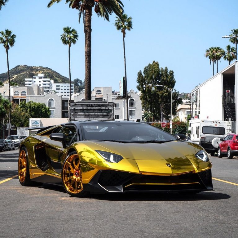 Chris Brown’s Aventador SV Roadster Shines With Gold Chrome Wrap ...