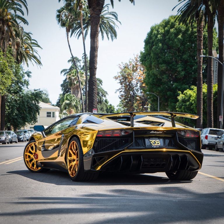 Chris Brown’s Aventador SV Roadster Shines With Gold Chrome Wrap ...