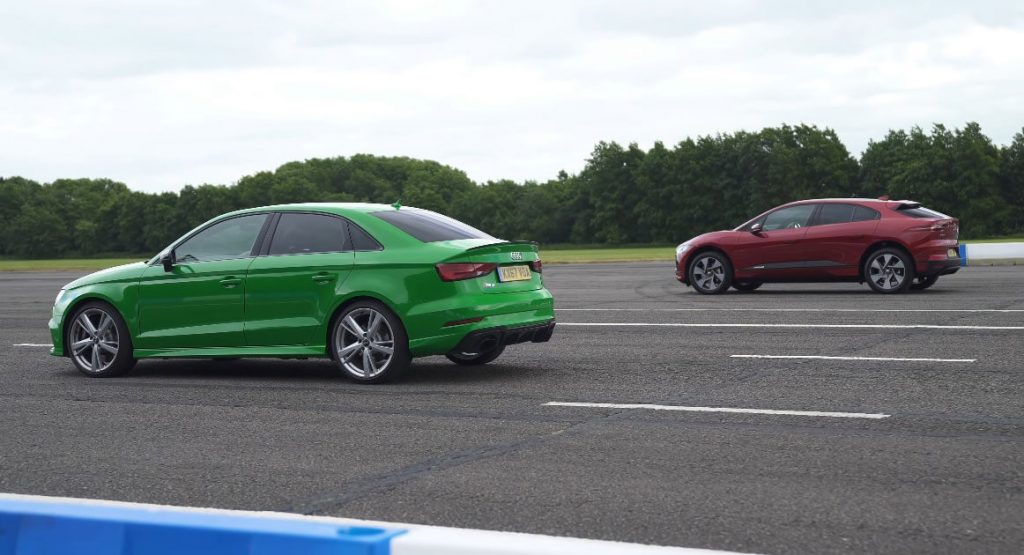  Jaguar I-Pace Drag Races Audi RS3 Sedan – Place Your Bets!