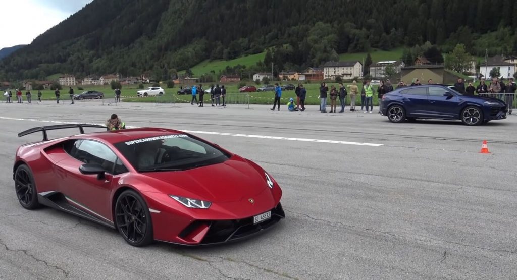  Lambo Urus Tries Its Luck Against Aventador SV, Huracan Performante