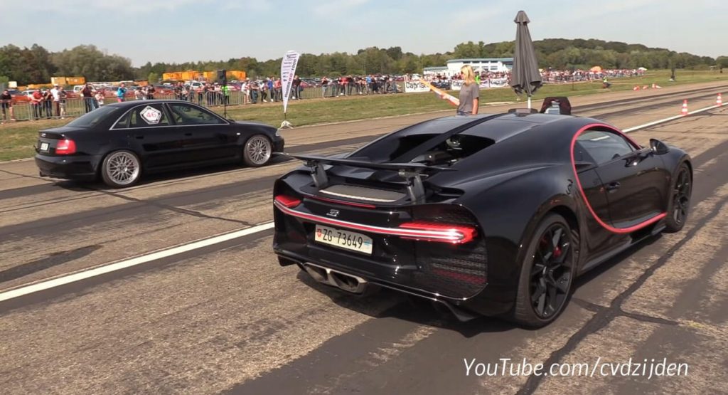 Bugatti Chiron Goes Drag Racing Against Tuned 1300 Hp Audi