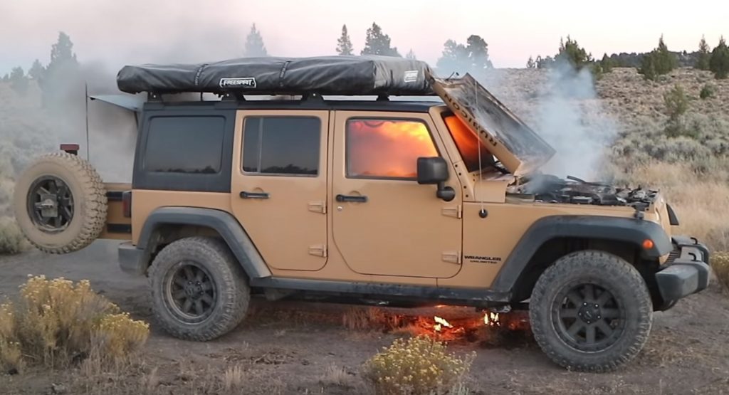  YouTuber Gets Stranded After His Jeep Wrangler Bursts Into Flames In The Middle Of Nowhere