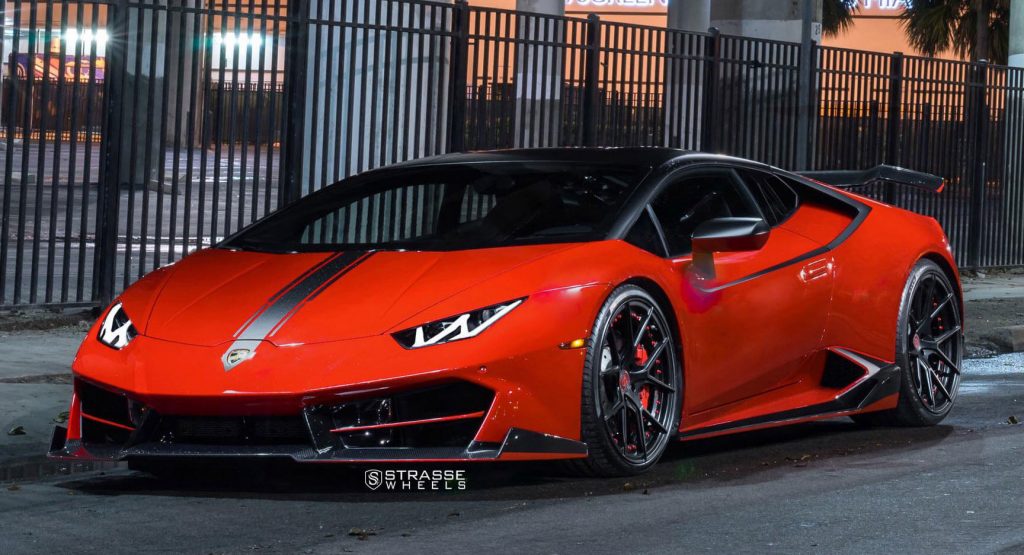  Lamborghini Huracan LP 580-2 Wears Glossy Black, Y-Pattern Strasse Rims