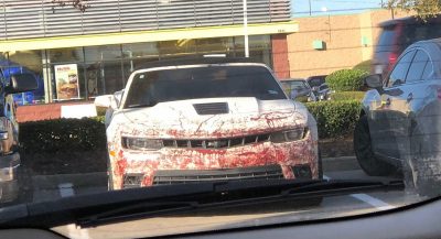 This “Bloody” Camaro Snapped At McDonald’s Is Bloody Disturbing | Carscoops