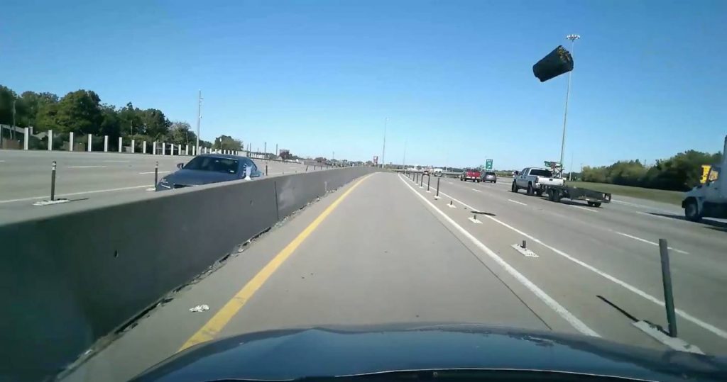  Bullseye! Poorly-Secured Trash Can Goes On A Rampage On Dallas Highway