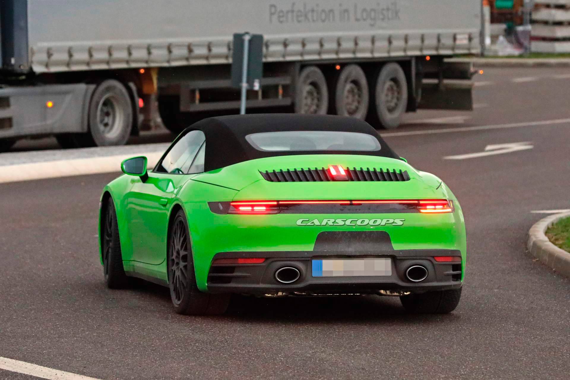 Porsche 911 Cabriolet Drops Camo Wears Envy Green Paint Carscoops