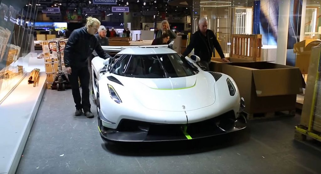  Koenigsegg Jesko Gets Pushed Out Of Palexpo Complex As It Departs Geneva