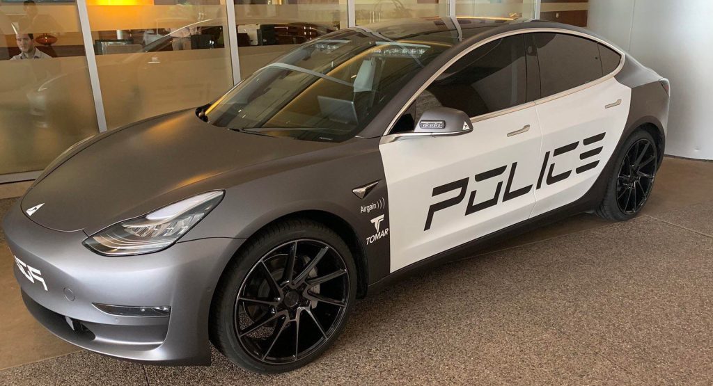  Prototype Tesla Model 3 Police Car Looks Like It Belongs To Robocop