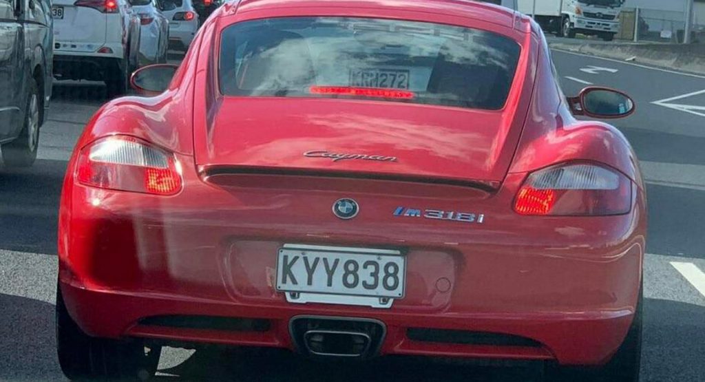  Porsche Cayman Driver Trolls BMW Owners With M 318i Badges