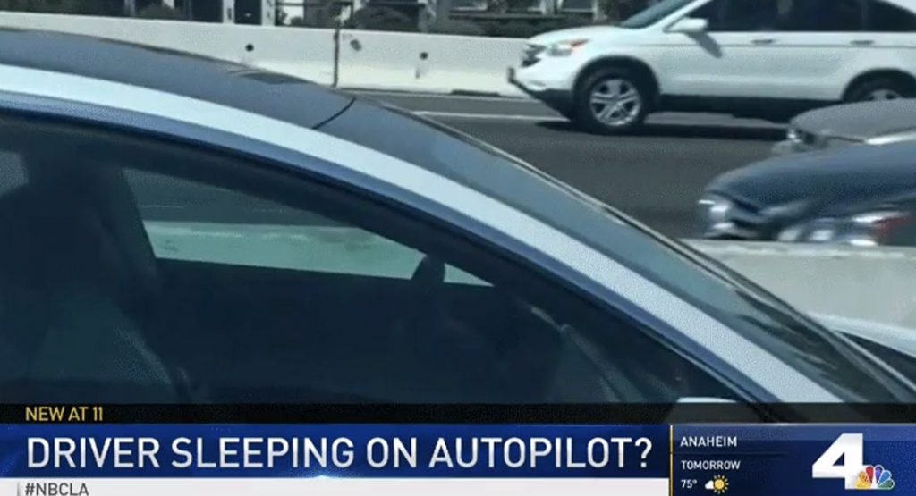  Tesla Model 3 Driver Filmed Sleeping Behind The Wheel On Californian Highway
