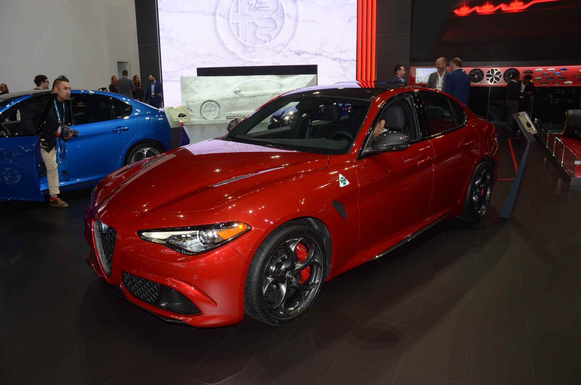 Neon Green Giulia Quadrifoglio Steals The Lime Light At Alfas La Stand Carscoops