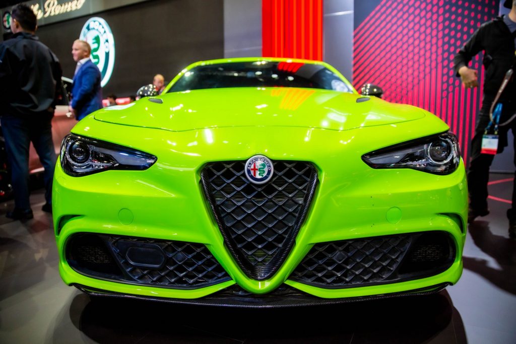 Neon Green Giulia Quadrifoglio Steals The Lime Light At Alfas La Stand Carscoops