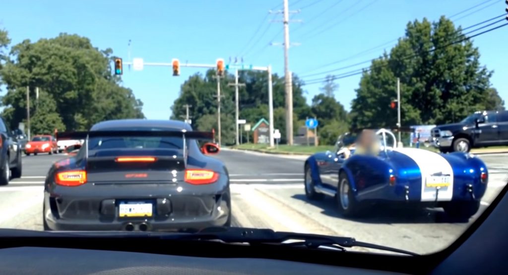  Porsche 911 GT3 RS Burns Up Clutch Trying To Race Shelby Cobra