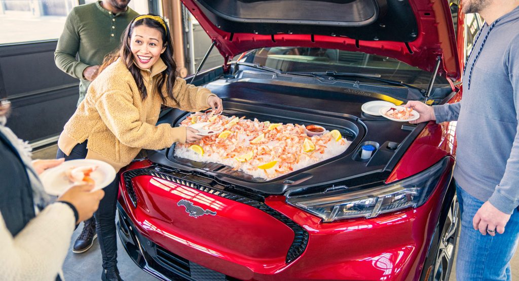  Ford Mustang Mach-E’s Frunk Works Perfectly For Tailgate Parties