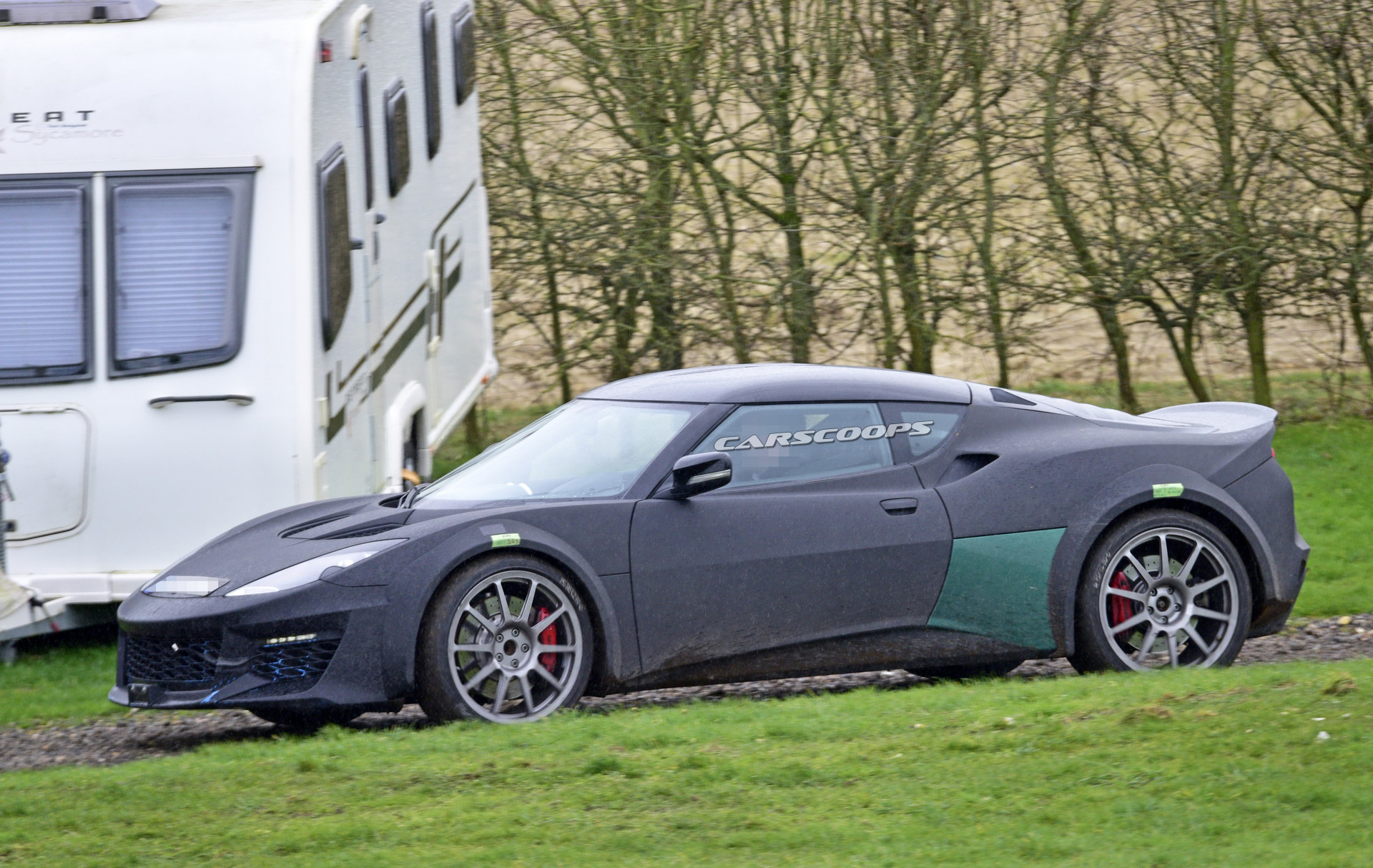 2021 lotus esprit mule spotted hiding under an evora