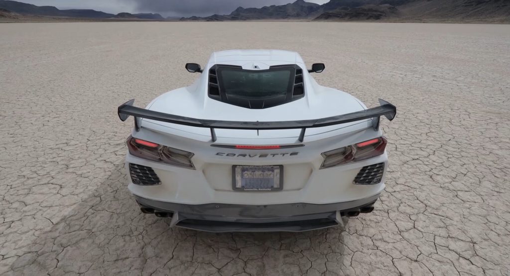  2020 Corvette C8 Hits 173 MPH On Dry Lake Bed, Brown Pants Alert As It Wiggles For A Moment