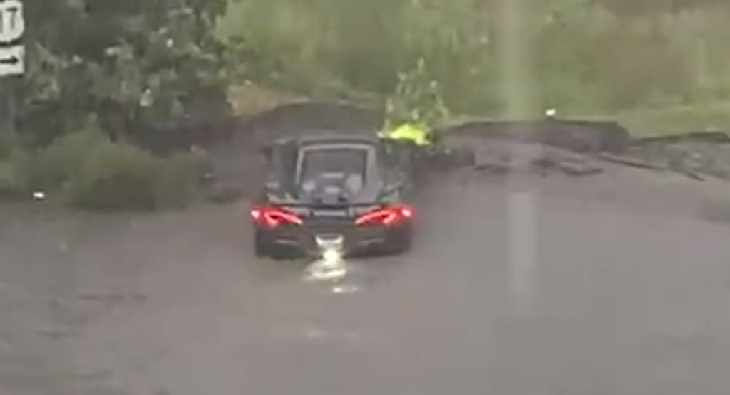  McLaren 600LT Driver Tries To Cross Flood Waters, Promptly Gets Stuck