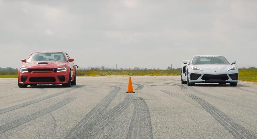  All American V8 Brawl: Dodge Charger Hellcat Widebody Vs New Corvette C8